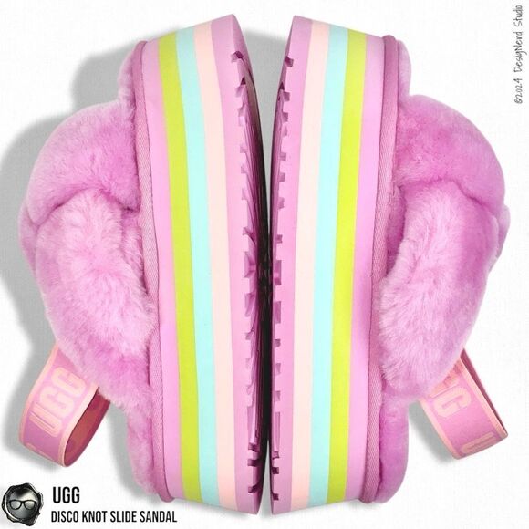 UGG DISCO KNOT PLATFORM SLIDE SANDAL IN WILDFLOWER FUCHSIA SIZE 7 WOMEN’S SHOE - Picture 9 of 15